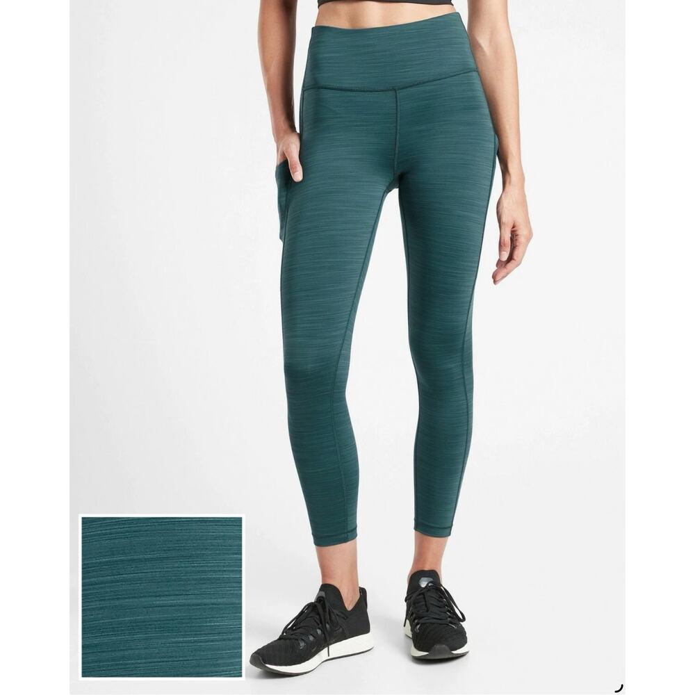 Athleta Ultimate Stash Pocket Space Dye 7/8 Tight, Oceanic Teal Sz XS *599739